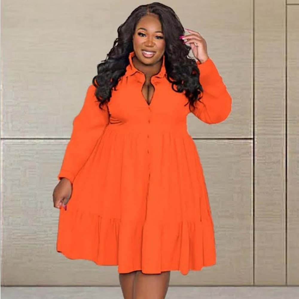 Women fashion 3XL Dress 0455 Orange